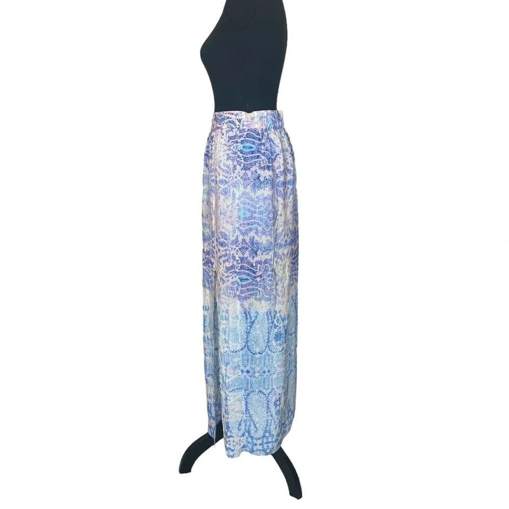 Maeve “Waimea” Printed Watercolor Silk Maxi Skirt